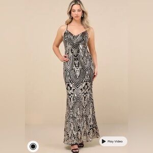 Truly Alluring Black and Gold Sequin Mermaid
Maxi Dress
Lulus